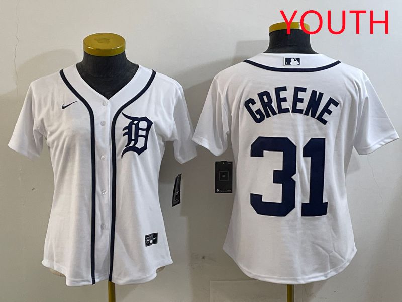 Youth Detroit Tigers #31 Greene White Game 2025 Nike MLB Jersey style 1->youth mlb jersey->Youth Jersey
